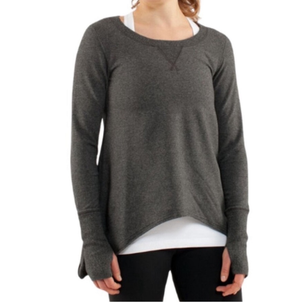 Lululemon Womens Tea Lounge Pullover Sweatshirt Size 6 Coal Grey Long Sleeve Top